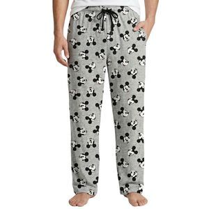 New Disney Mickey Mouse Men's Heather Gray Pajama Pants Relaxed Lounge Sleep